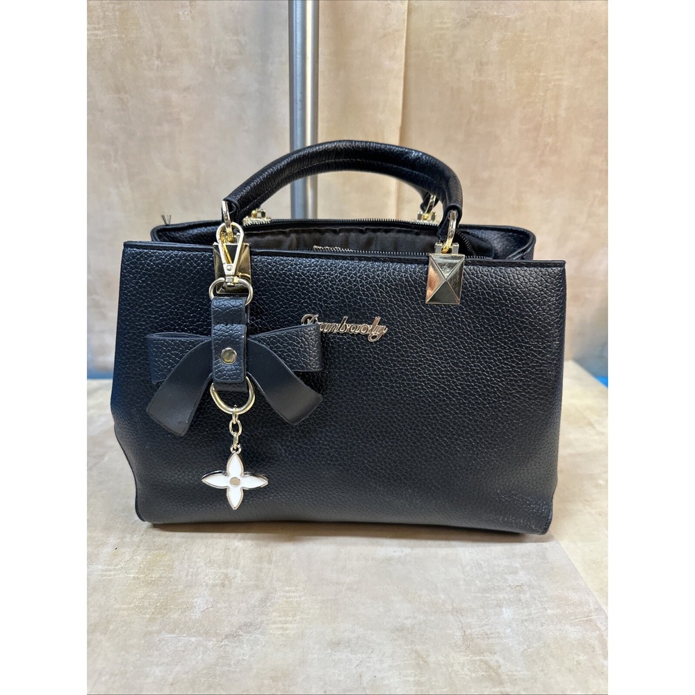DANBAOLY Black Faux Leather‎ Hand Bag Purse W/ Removable Strap New Without Tags.